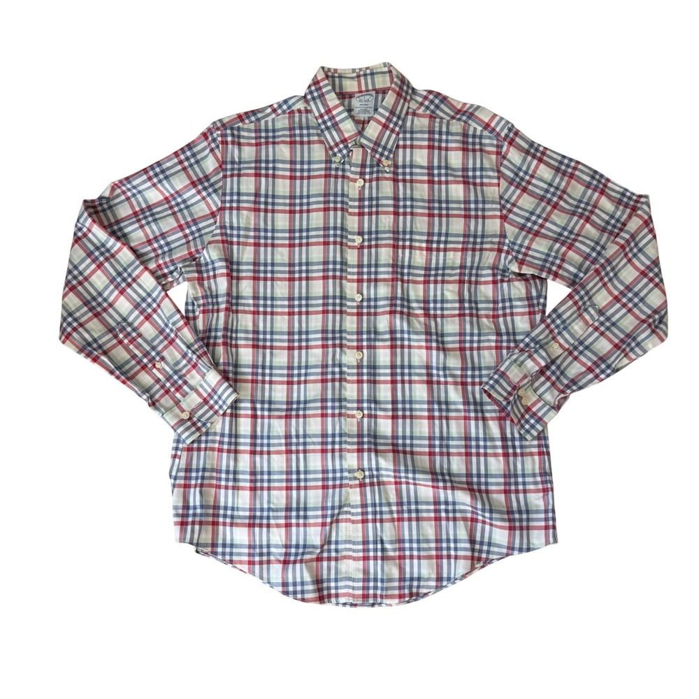Brooks Brothers Regent Non-Iron Supima Cotton Plaid Button Down‎ Shirt Large